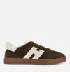 Hogan Rubber Sole Suede Finish Sneakers In Brown