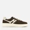 Hogan Leather Sneakers With Suede Finish And Rubber Sole In Brown