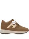 Hogan Interactive Suede Sneakers Round Toe Rubber Sole In Brown