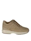 Hogan Interactive Lace-up Suede Sneakers In Camel