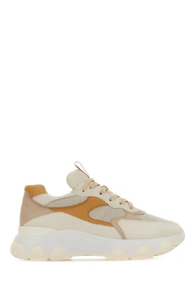 Hogan Hyperactive Panelled Suede Sneakers In Beige