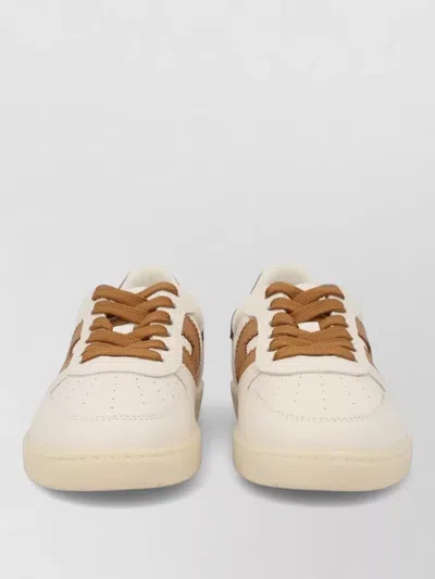 Hogan Sneakers Contrast Panels Perforated Detailing Rubber Sole In Brown