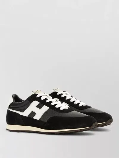 Hogan Sneakers Contrast Sole Round Toe Panels In Black