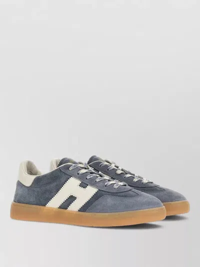 Hogan Sneakers Contrast Stitching Rubber Sole Suede In Blue