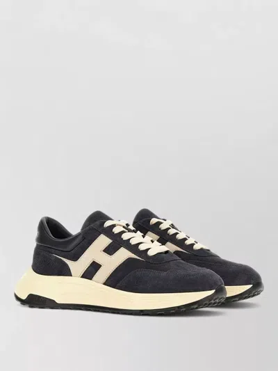 Hogan Sneakers Contrasting Sole Round Toe Rubber In Black