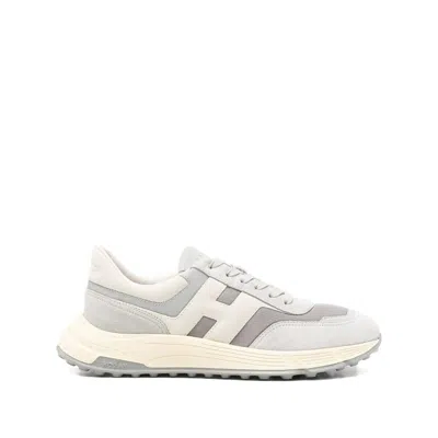 Hogan Layered Silk And Nylon Sneakers In White
