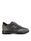Hogan Interactive Sneakers With Suede And Smooth Leather In Grey