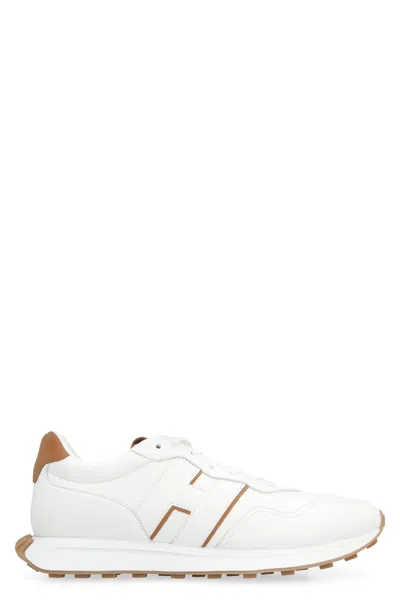 Hogan Mens White Allacciato H Brand-embroidered Leather Low-top Trainers
