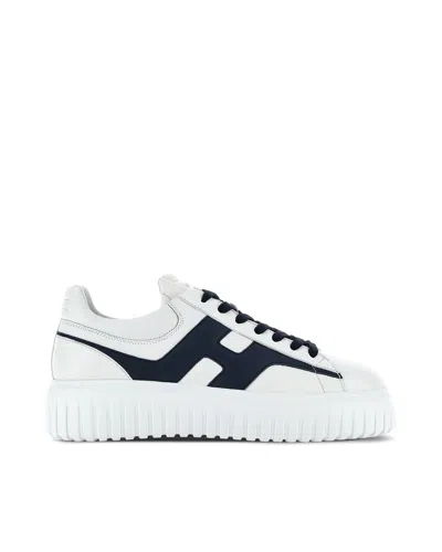 Hogan H-stripes Low-top Sneakers With Smooth Leather Upper In White