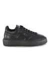 Hogan Monochromatic Low-top Sneakers With Ridged Rubber Sole In Black