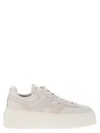 Hogan Two-tone Nappa Leather H-stripes Sneakers In Ivory/pink