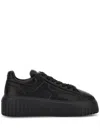 Hogan Minimalist Black Leather Sneakers With Thick Platform Sole In Black