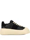 Hogan Leather And Suede Sneakers With Contrasting Sole In Black