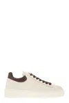 Hogan Contemporary H-stripes Leather Sneakers With Dynamic Design In White