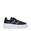 Hogan Leather Sneakers With Platform Sole And Embellished Stripes In Black