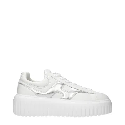 Hogan Women Silver H-stripes Leather Sneakers, 7.5 Luxury Sneakers For Women Darveys In White