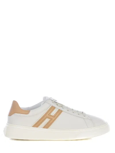 Hogan High-rise Trainers With Leather H Detail In Ivory