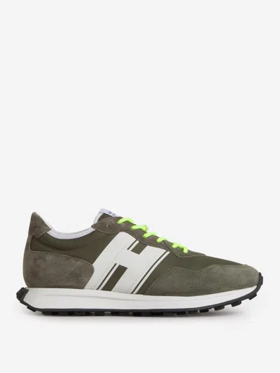 Hogan H601 Sneakers In Nylon And Suede In Green