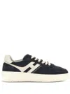 Hogan Midnight Blue Suede Sneakers In Blue