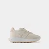 Hogan Leather Sneakers With Contrasting Profiles And Studs In Beige