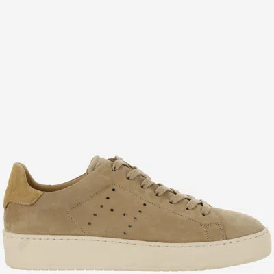 Hogan H672 Lace-up Leather Sneakers In Beige