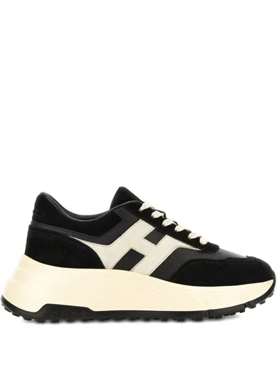 Hogan Hi-fi Suede And Nappa Leather Sneakers In Black