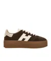 Hogan Suede Platform Sole Sneakers In Brown