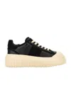 Hogan Leather And Suede Sneakers With Contrasting Sole In Black