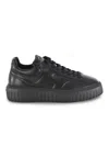 Hogan Monochromatic Low-top Sneakers With Ridged Rubber Sole In Black