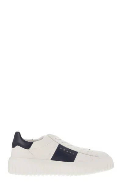 Hogan Sporty Nappa Leather Sneakers With Vertical Stripes In White