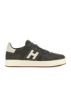 Hogan Dark Grey Suede Overlay Sneakers In Gray