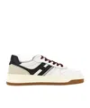 Hogan Leather Sneakers With Contrast Sole And Stitching In Neutral