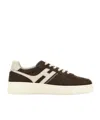 Hogan Leather Sneakers With Suede Finish And Rubber Sole In Brown