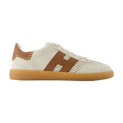 Hogan Low-top Calfskin Leather Sneakers With Brown Accents In Multi