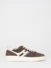 Hogan Leather Sneakers With Suede Finish And Rubber Sole In Brown