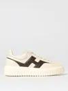 Hogan Low Top Leather Sneakers With Platform Sole In Neutral