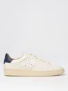 Hogan Cassetta Pelle Bianco Sneakers With Contrasting Blue Spoiler In Butter