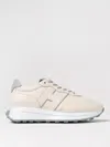 Hogan H641 Leather Sneakers With Branding In Beige