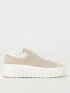 Hogan H-stripes Logo-perforated Leather Sneakers In Beige