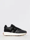 Hogan Streamlined Black Sneakers With Suede Texture In Black