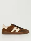 Hogan Low Top Suede Sneakers With Contrast Panel In Brown