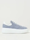 Hogan Logo-patch Denim Platform Sneakers In Gnawed Blue