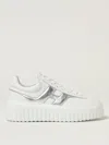 Hogan White Sneakers With Smooth Upper And Metallic Accent In White