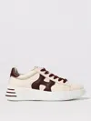 Hogan H564 Ivory Leather Low-top Sneakers In Burgundy