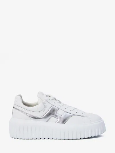 Hogan Women Silver H-stripes Leather Sneakers, 7.5 Luxury Sneakers For Women Darveys In White