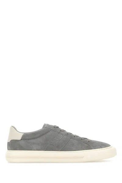 Hogan Grey Suede Sneakers In Blue