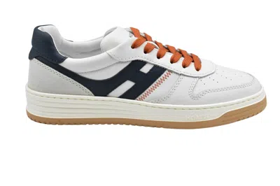 Hogan Sneakers In White Orange With Contrasting Laces In Neutral