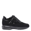 Hogan Black Suede And Patent Leather Interactive Sneakers In Black