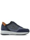Hogan Interactive H Suede Low-top Sneakers In Blu