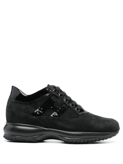 Hogan Sneakers Interactive H Micro Paillettes Shoes In Black